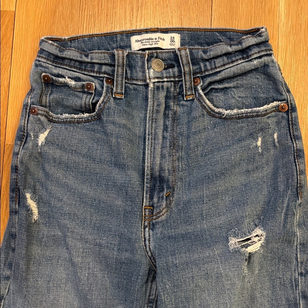 Abercrombie Jeans Curve Love Ankle Straight Ultra High Size 00 - Picture 2 of 7